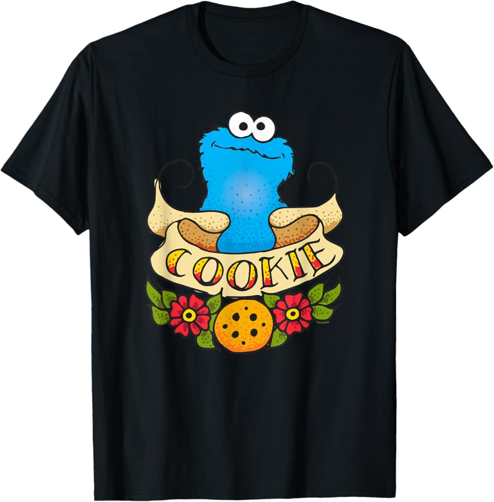 Amazon.com: Sesame Street Cookie Monster Cookie Tattoo T-Shirt